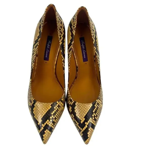 Ralph lauren purple label Armissa Ayers python pumps heels sz 38